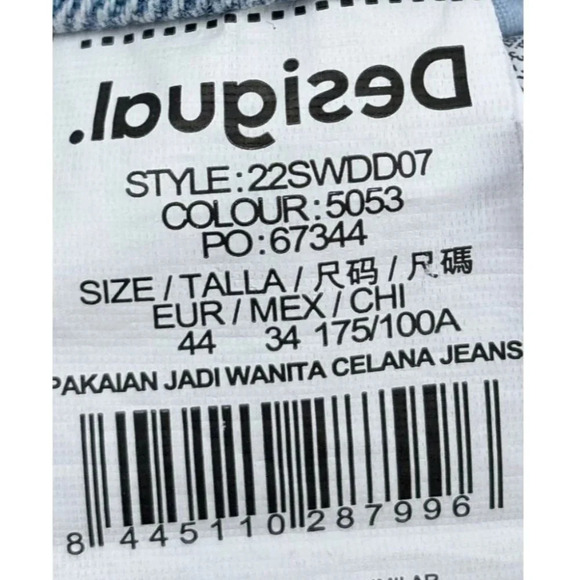 Desigual Womens Embroidered Flower Cropped Denim Jeans Light Blue Size 44 - Picture 11 of 16